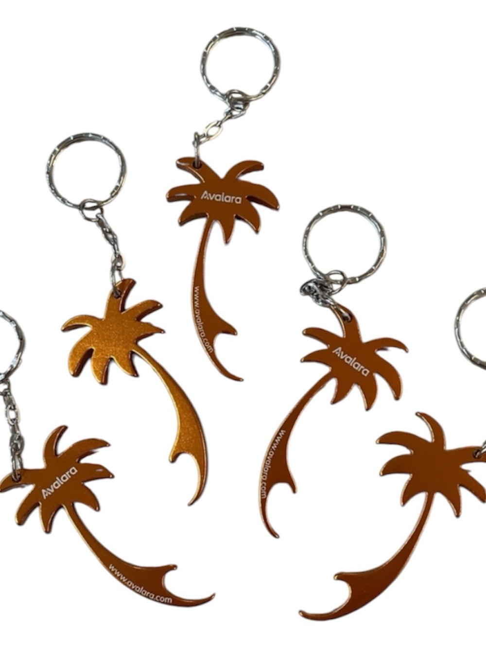Bundle of 5 - Palm Tree Bottle Opener Keychain - Metallic Orange